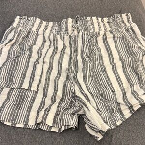Time and Tru Black and White Striped High Waist Shorts